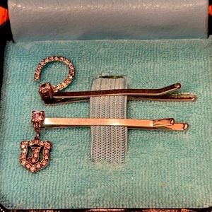 Juicy Couture Rhinestone Silvertone Hairpins
